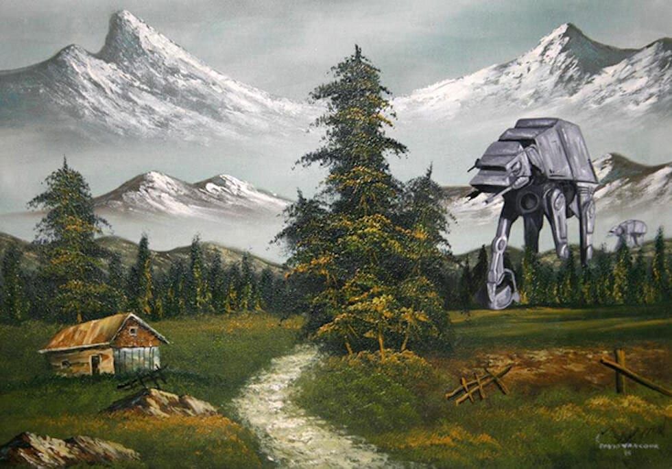 🎨 Cet artiste peint des scènes de Star Wars dans des tableaux achetés en brocante